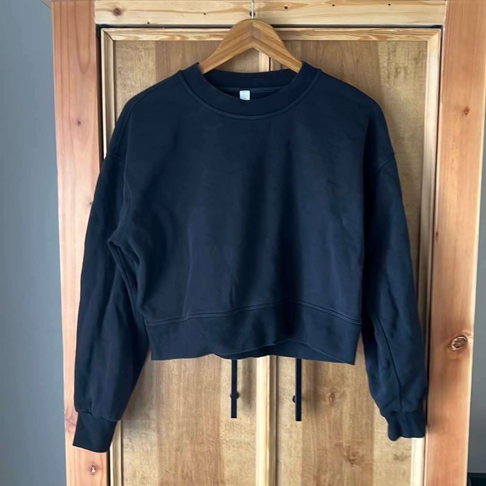 🖤 Lululemon Perfectly Oversized Cropped Crew in COTTON, Size 4, Black 🖤